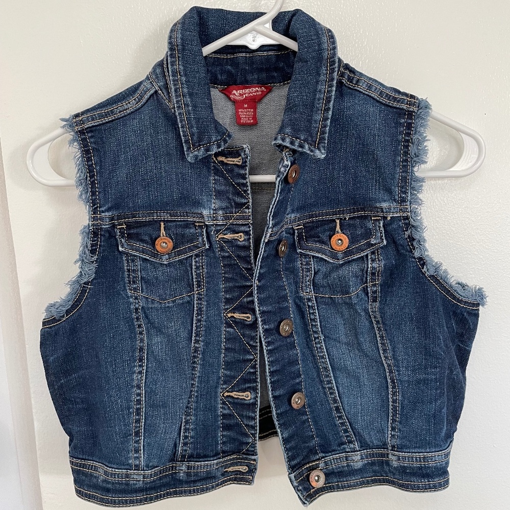 Arizona Denim Jean sleeveless crop vest, size M